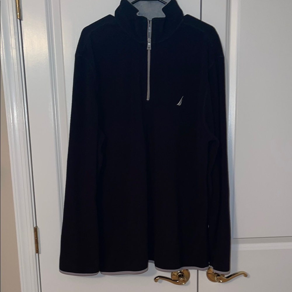 Nautica Black Zip Up Fleece with Stand-Up Collar